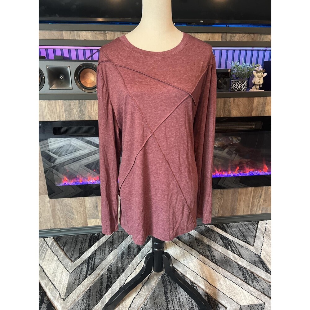 Fantaslook Women's Long Sleeve Top Size 2X Burgundy
